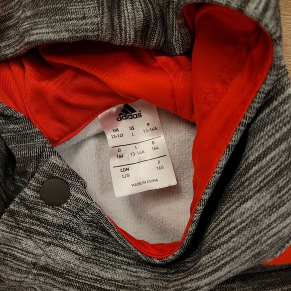 ADIDAS Red and Black Hooded Sweatshirt Size L - Picture 3 of 3